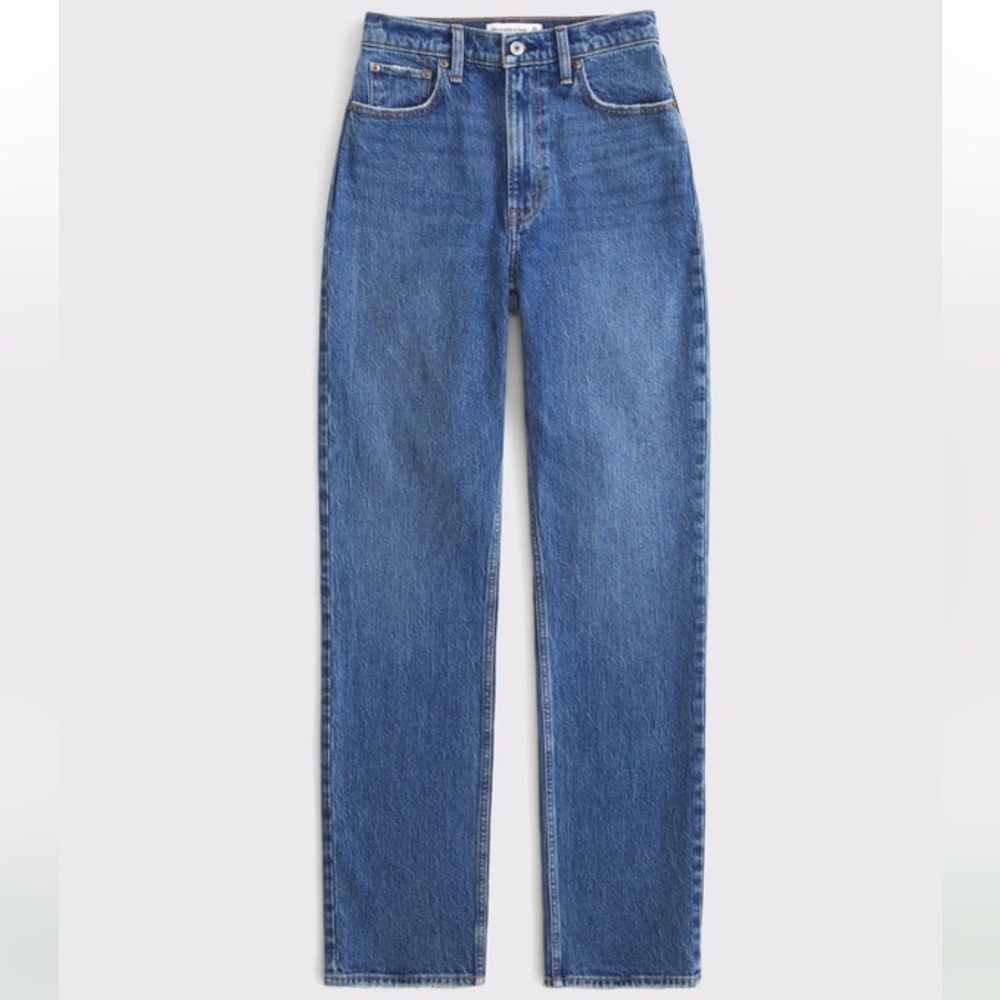 Abercrombie & Fitch 90s Straight Ultra High Rise Jean Medium Wash 26 Curve Love - Picture 2 of 6